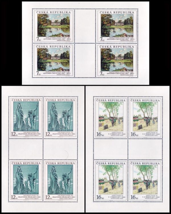 REPUBLICA CHECA/SELLOS, 1997 - OBRAS DE ARTE DE LA GALERIA NACIONAL DE PRAGA - PINTURAS - YV 158/60 - 3HOJITAS - NUEVO - MINT