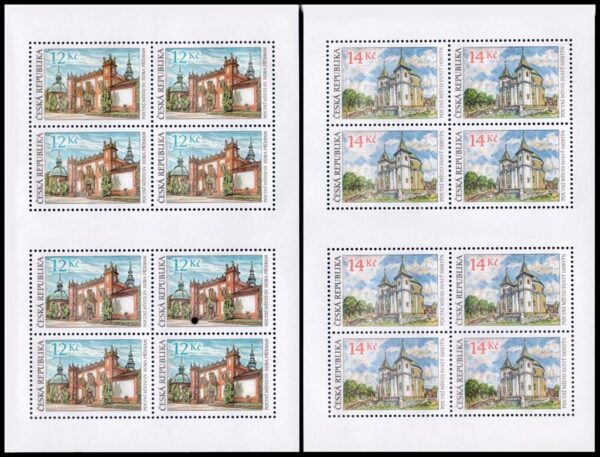 REPUBLICA CHECA/SELLOS, 2004 – ARQUITECTURA – SANTUARIOS - YV 370/71 – 2 HOJITAS – NUEVO – MINT