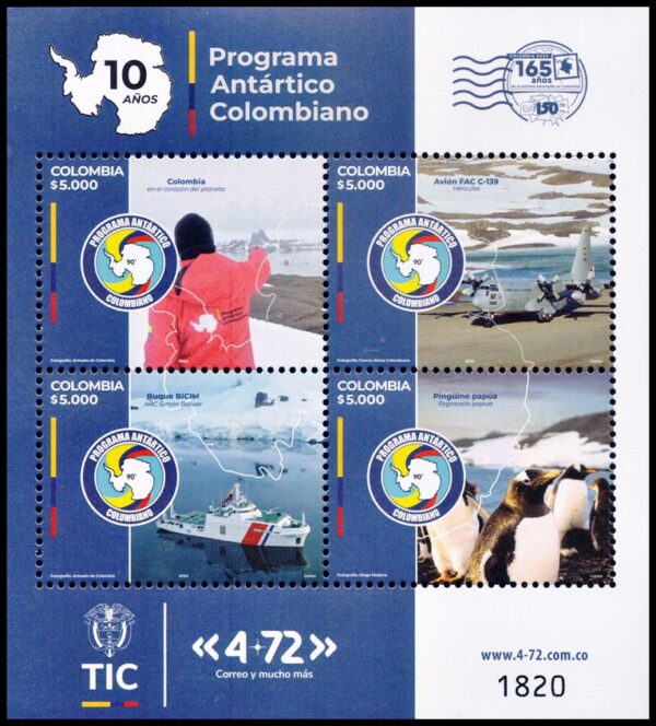 COLOMBIA/SELLOS, 2024 - PROGRAMA ANTARTICO COLOMBIANO - YV 2786/89 - HOJITA - NUEVO - MINT