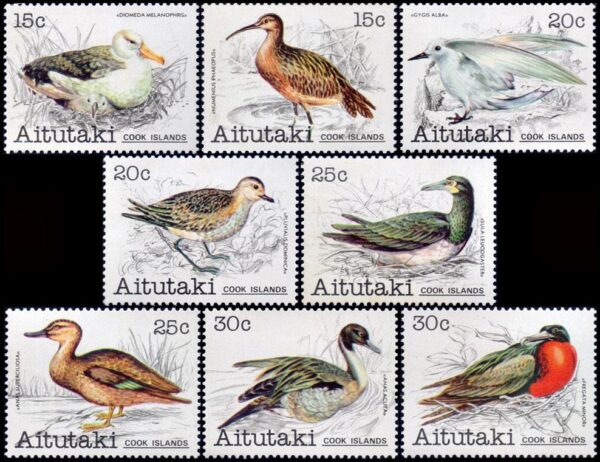 AITUTAKI (COOK ISLANDS) STAMPS, 1981 - DEFINITIVES STAMPS - BIRDS OF THE PACIFIC - YV 293/300 - 8 VALUES