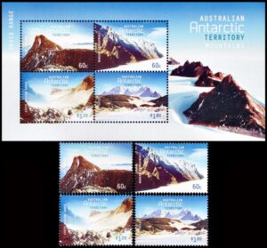 ANTARTIDA AUSTRALIANA/SELLOS, 2013 - MONTAÑAS ANTARTICAS - YV 205/08 + BF 12 - 4 VALORES + BLOQUE - MNH