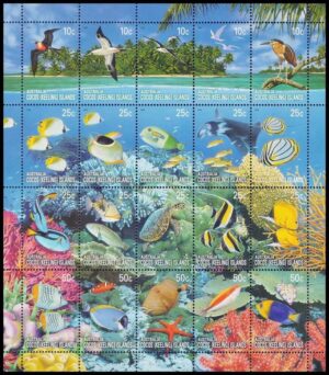 COCOS (AUSTRALIA) SELLOS, 2006 - FAUNA MARINA - CORALES - AVES - PECES - YV 405/24 - HOJITA - MINT