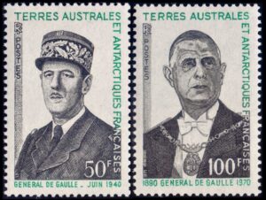 ANTARTIDA FRANCESA (T.A.A.F.) SELLOS, 1972 - GENERAL CHARLES DE GAULLE (1890-1970) - YV 46/47 - 2 VALORES - MINT