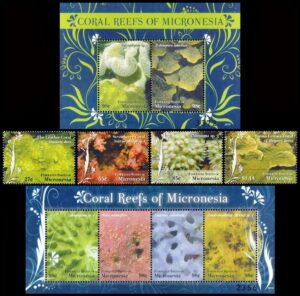 MICRONESIA/SELLOS, 2009 - FAUNA - CORALES - YV 173/33 + 1734/37 + BF176 - 4 VALORES + BLOQUE + HOJITA - NUEVO - MINT