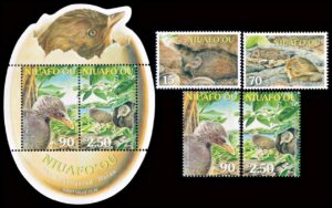 NIUAFO'OU (TONGA) SELLOS, 2002 - FAUNA EN PELIGRO DE EXTINCION - YV 292/95 + BF 34 - 4 VALORES + BLOQUE - NUEVO - MINT