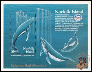 NORFOLK/SELLOS, 1995 - FAUNA MARINA - CETACEOS - BALLENAS - YV BF 16 - BLOQUE - NUEVO - MINT