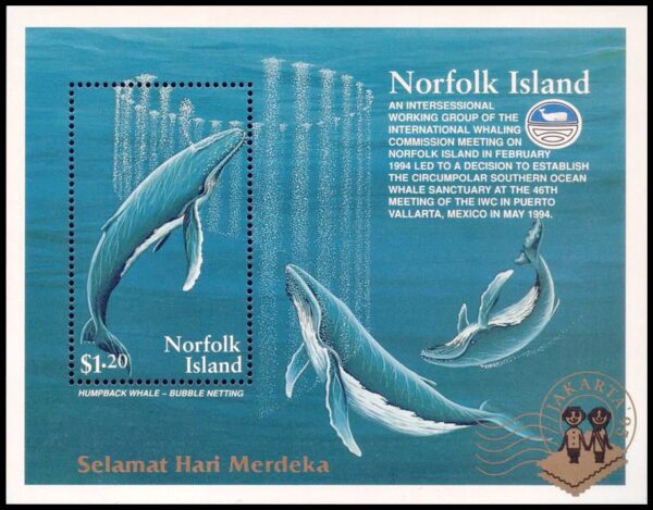 NORFOLK/SELLOS, 1995 - FAUNA MARINA - CETACEOS - BALLENAS - YV BF 16 - BLOQUE - NUEVO - MINT