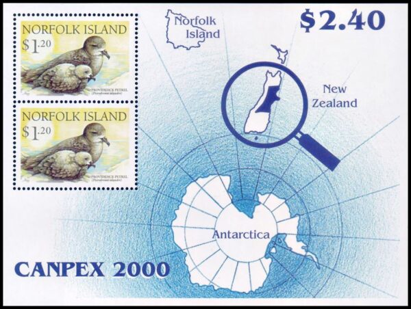 NORFOLK/STAMPS, 2000 - SEABIRDS - PETREL - MAPS - YV 42 - SOUVENIR SHEET - MNH