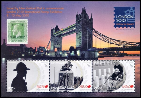 NUEVA ZELANDA/SELLOS, 2010 - MEMORIAL PRIMERA GUERRA MUNDIAL - YV BF 251 - BLOQUE - NUEVO - MINT