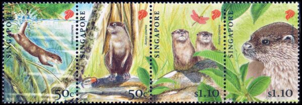 SINGAPUR/SELLOS, 2011 - ESPECIES AMENAZADAS - NUTRIA ENANA - YV 1834/37 - 4 VALORES - NUEVO - MINT