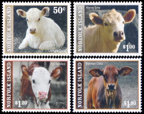 NORFOLK/SELLOS, 2008 - ANIMALES DOMESTICOS - RAZAS BOVINAS - YV 955/58 - 4 VALORES - NUEVO - MINT