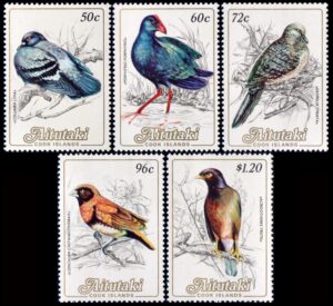 AITUTAKI (ISLAS COOK) SELLOS, 1982 – SELLOS ORDINARIOS – AVES DEL PACIFICO - YV 390/94 - 5 VALORES - NUEVO - MINT