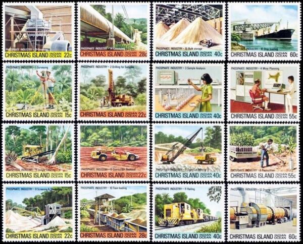 CHRISTMAS (AUSTRALIA) SELLOS, 1980-1981 - INDUSTRIA DEL FOSFATO - YV 136/151 - 16 VALORES - NUEVO - MINT