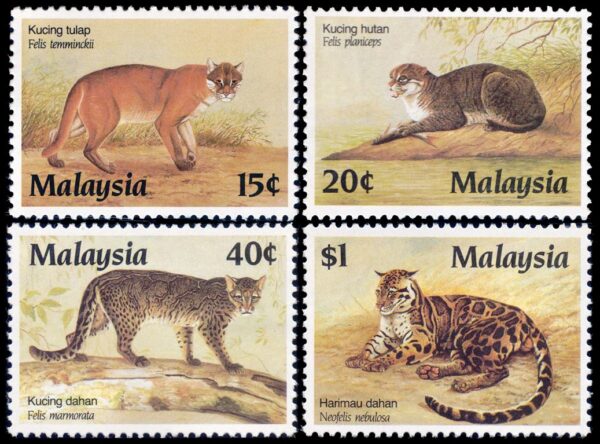 MALAYSIA/STAMPS, 1987 - WILDLIFE - FELINES - YV 389/92 - 4 VALUES - MNH