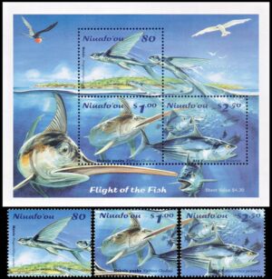 NIUAFO'OU (TONGA) SELLOS, 2001 - FAUNA - PECES – YV 285/87 + BF 29 – 3 VALORES + BLOQUE – NUEVO – MINT