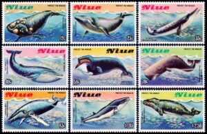 NIUE/SELLOS,  1983 -- CETACEOS - BALLENAS - YV 388/96 - 9 VALORES - NUEVO - MINT