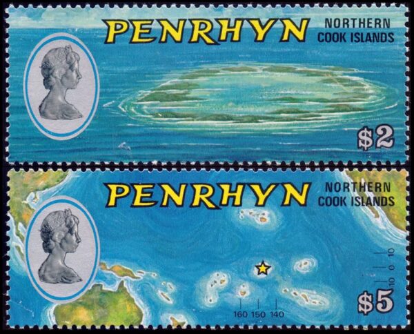 PENRHYN (ISLAS COOK) SELLOS, 1975 - SELLOS ORDINARIOS - ELIZABETH II - MAPAS - 62/63 - NUEVO - MINT