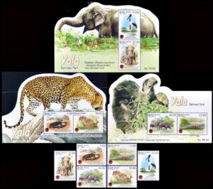 SRI LANKA/SELLOS, 2013 - FAUNA - PARQUES NACIONALES - YV 1905/10 + BF 125/27 - 6 VALORES + 3 BLOQUES - NUEVO - MINT