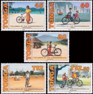 TONGA/SELLOS, 1995 - NIÑOS DE  LA COMMONWEALTH - YV 993/97 - 5 VALORES - NUEVO - MINT