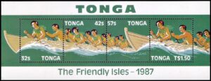 TONGA/SELLOS, 1987 - DEPORTES - CARRERAS DE CANOAS - YV BF 9 - BLOQUE - NUEVO - MINT