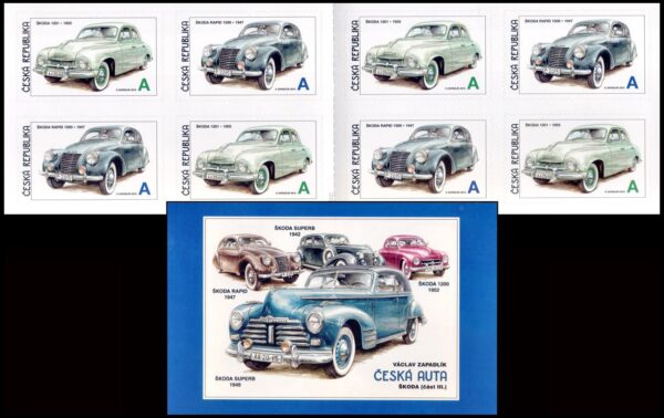 CZECH REPUBLIC/STAMPS, 2015 – TRANSPORT – VINTAGE CARS – YV C 776  - BOOKLET - SELF ADHESIVE STAMPS