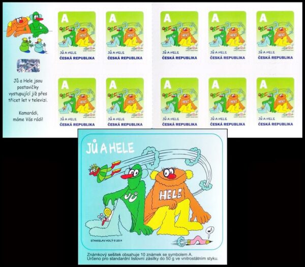 REPUBLICA CHECA/SELLOS, 2014 – SELLOS ORDINARIOS – DIBUJOS ANIMADOS- "JU Y HELE" – YV C 740 – CARNET – NUEVO – AUTOADHESIVO