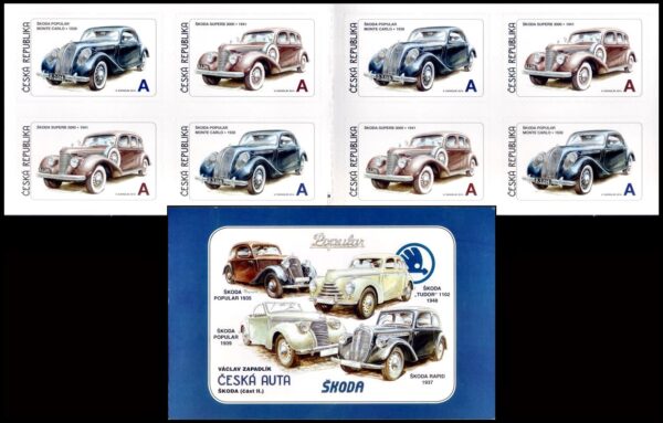 CZECH REPUBLIC/STAMPS, 2014 – TRANSPORT – OLDCARS – YV C 744 – BOOKLET - SELF ADHESIVE STAMPS