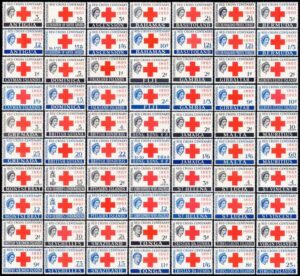 COLONIAS BRITANICAS/SELLOS, 1963 - CENTENARIO DE LA CRUZ ROJA - 70 VALORES - NUEVO - MINT
