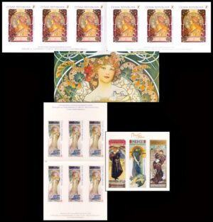 REPUBLICA CHECA/SELLOS, 2010 - PINTURAS - TEATRO - AFICHES - ALFONS MUCHA - YV C 563/C 564 - 2 CARNETS - NUEVO - AUTOADHESIVOS