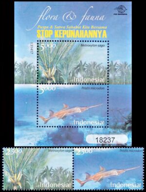 INDONESIA/SELLOS, 2013 - FLORA Y FAUNA - PECES - YV 2671/72 + BL 294 - 2 VALORES - BLOQUE - NUEVO - MINT