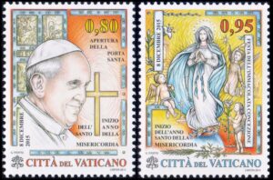 VATICANO/SELLOS, 2015 – AÑO SANTO DE LA MISERICORDIA – YV 1705/06 – 2 VALORES – MINT