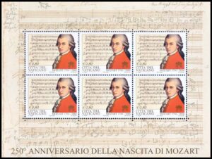 VATICANO/SELLOS, 2006 - MUSICA - WOLFGANG AMADEUS MOZART - COMPOSITOR - YV 1406 - HOJITA - NUEVO - MINT