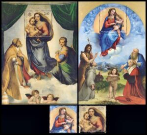 VATICANO/SELLOS, 2012 - PINTURAS - RAFAEL - LA MADONNA SIXTINA - LA VIRGEN DEL FOLIGNO - YV 1584/5 + BF 38/9 - 2 VALORES - BLOQUE - NUEVO - MNH