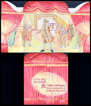 VATICANO/SELLOS, 2007 - TEATRO - CARLO GOLDONI - AUTOR COMICO ITALIANO - YV BF 31 - BLOQUE - NUEVO - MINTNUEVO - MINT