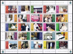 VATICANO/SELLOS, 2003 - 25 ANIVERSARIO DEL PONTIFICADO DE S.S. JUAN PABLO II - YV 1283/1307 - HOJITA - NUEVO - MINT