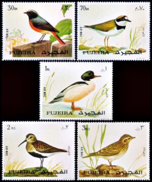 FUJEIRA (ARABIA DEL SUDESTE) SELLOS, 1972 - FAUNA - AVES - MICHEL 1356/60 - 5 VALORES - MINT