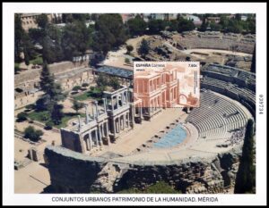 ESPAÑA/SELLOS, 2024 - CONJUNTOS URBANOS - PATRIMONIO DE LA HUMANIDAD - MERIDA - BLOQUE - MINT