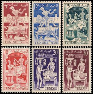 TUNEZ (PROTECTORADO FRANCES) SELLOS, 1955  - LAS PROFESIONES - YV 396/401 - 6 VALORES - MINT