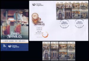 ARGENTINA/SELLOS-SOBRES, 2025 - BARES NOTABLES DE LA CIUDAD DE BUENOS AIRES - 4 VALORES MINT + SOBRE PRIMER DIA EMISION + VOLANTE DEL CORREO