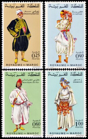 MARRUECOS/SELLOS, 1968 – TRAJES TIPICOS – YV 565/68 – 4 VALORES – MINT
