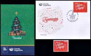 ARGENTINA/STAMPS-ENVELOPES, 2025 - CHRISTMAS - 1 MNH VALUE + FIRST DAY COVER + POST OFFICE BROCHURE