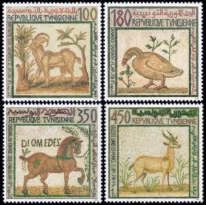 TUNISIA/STAMPS, 1992 - TUNESCO MOSAICS - FAUNA - YV 1194/97 - 4 VALUES - MNH