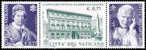 VATICANO/SELLOS, 2002 - ACADEMIA PONTIFICIA ECLESIASTICA - PAPA JUAN PABLO II Y  CLEMENTE XI - YV 1260/62 - 3 VALORES - MINT