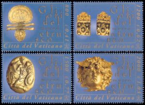 VATICANO/SELLOS, 2001 - TESOROS DEL MUSEO ETRUSCO - YV 1242/45 - 4 VALORES - MINT