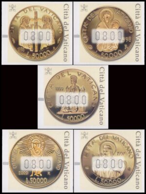 VATICANO/SELLOS, 2001 - SELLOS DE DISTRIBUCION - MONEDAS - YV TD 6/10 - 5 VALORES -