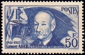 FRANCIA/SELLOS, 1938 - CLEMENT ADER - PIONERO DE LA AVIACION - YV 398 - 1 VALOR - MINT