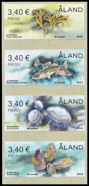 ALAND (FINLANDIA) SELLOS, 2025 – FAUNA MARINA – SELLOS DE DISTRIBUCION – YV TD 55/58 - 4 VALORES – AUTOADHESIVOS – NUEVO