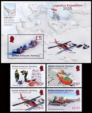 ANTARTIDA BRITANICA (BAT) SELLOS, 2025 - EXPEDICION LOGISTICA 2025 - 4 VALORES + BLOQUE - MINT