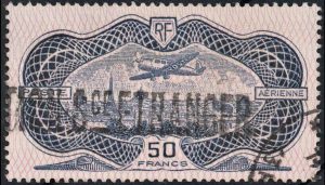 FRANCIA/SELLOS, 1938 - BURELAGE ROSA - AVION SOBREVOLANDO PARIS - YV A 15 - CORREO AEREO - 1 VALOR - USADO