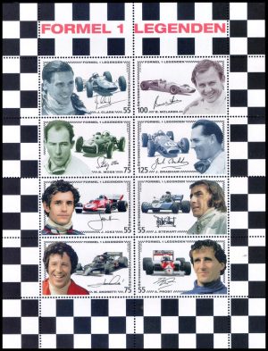 AUSTRIA/SELLOS, 2006 - LEYENDAS - GRANDES CAMPEONES DE FORMULA 1 - YV 2419/26 - HOJITA - MINT